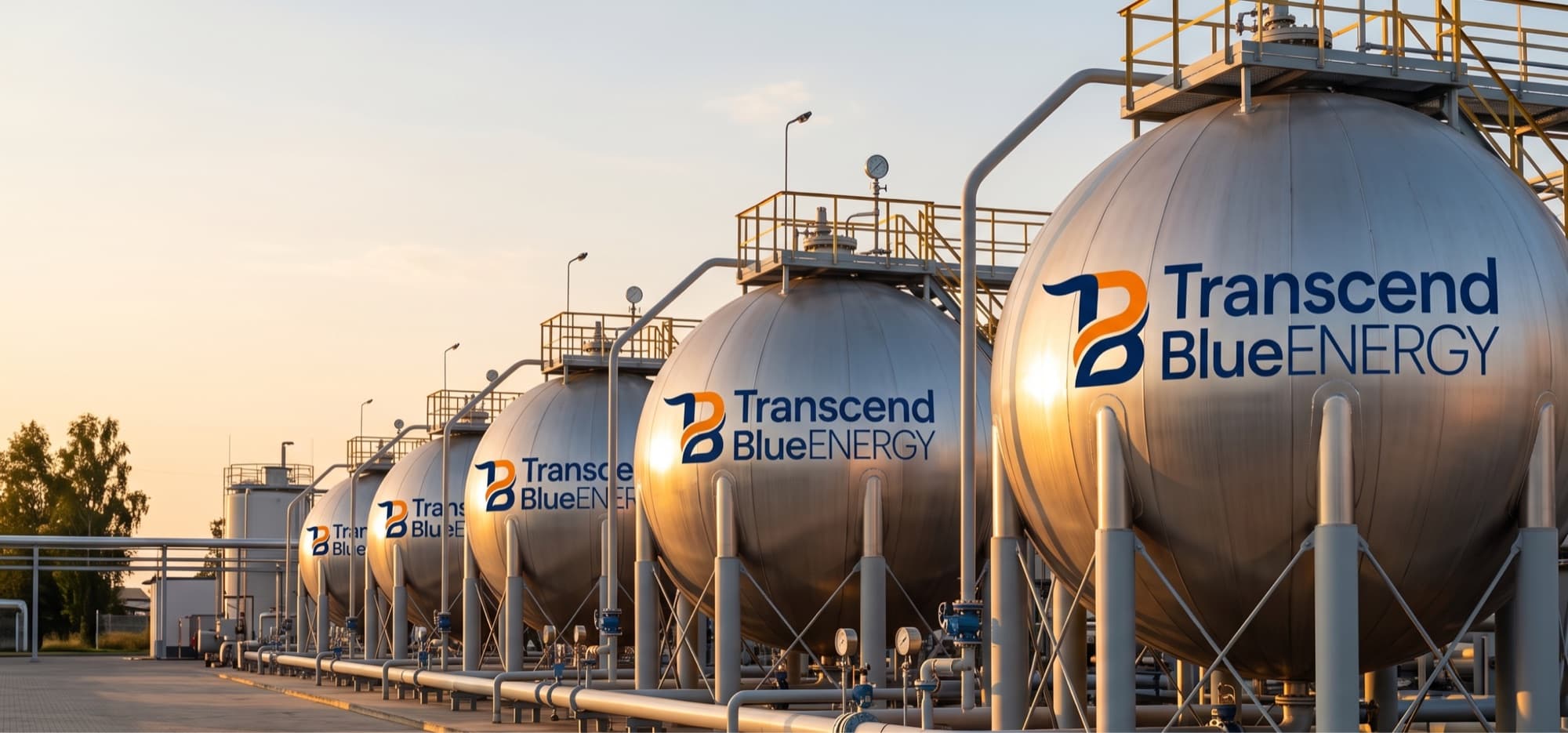 Transcend Blue Energy storage tanks at an industrial energy facility