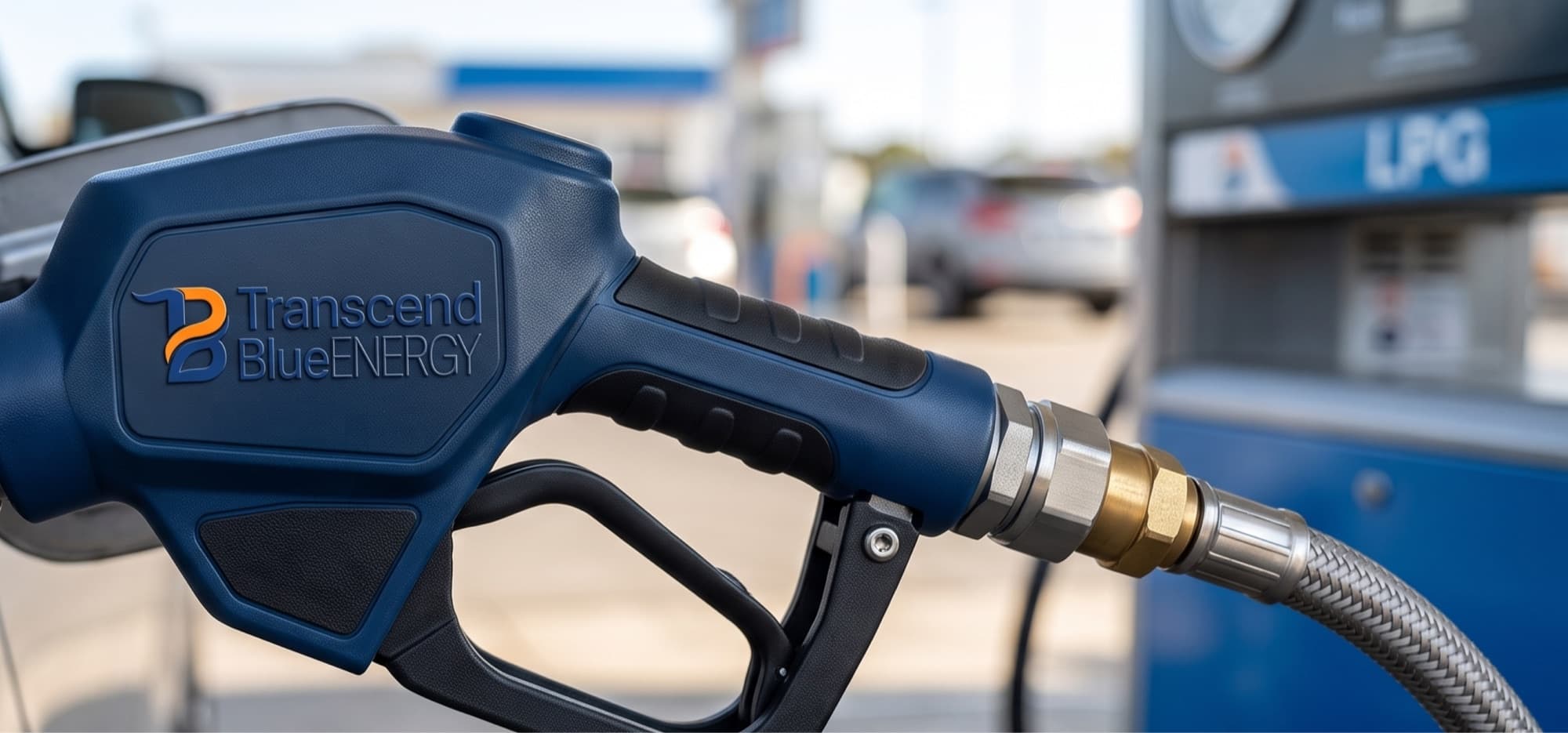 Close-up of a Transcend Blue Energy LPG filling nozzle